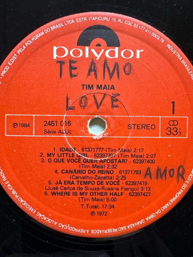 BRA盤84年プレス！72年3RD！初期名曲多数!Tim Maia/Same