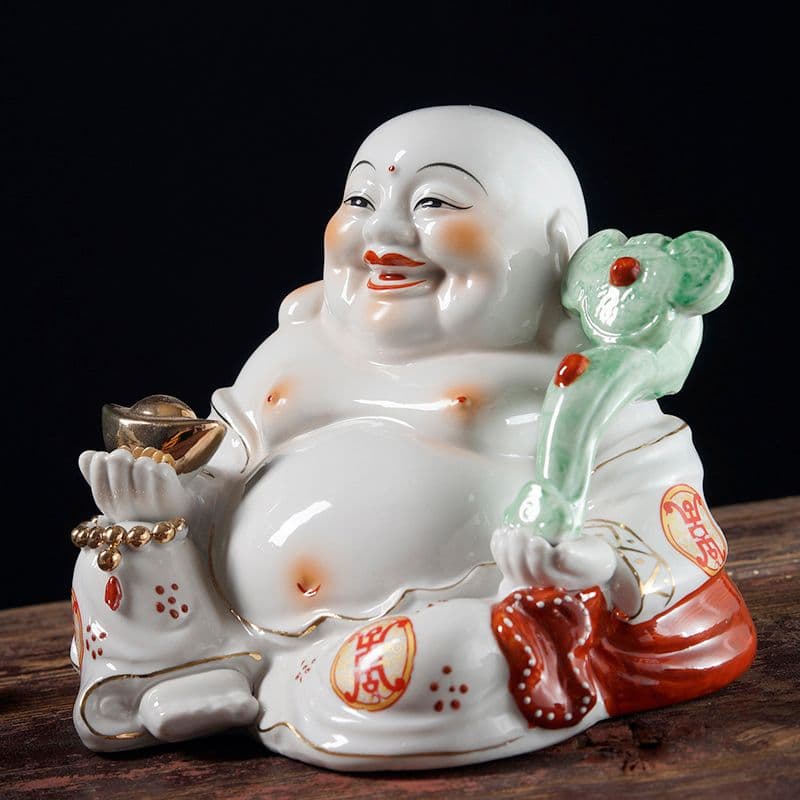 如意弥勒仏像  陶磁器 装飾品 現代工芸品美術品 置物
