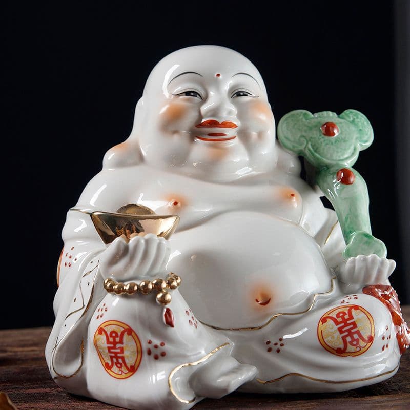 如意弥勒仏像  陶磁器 装飾品 現代工芸品美術品 置物