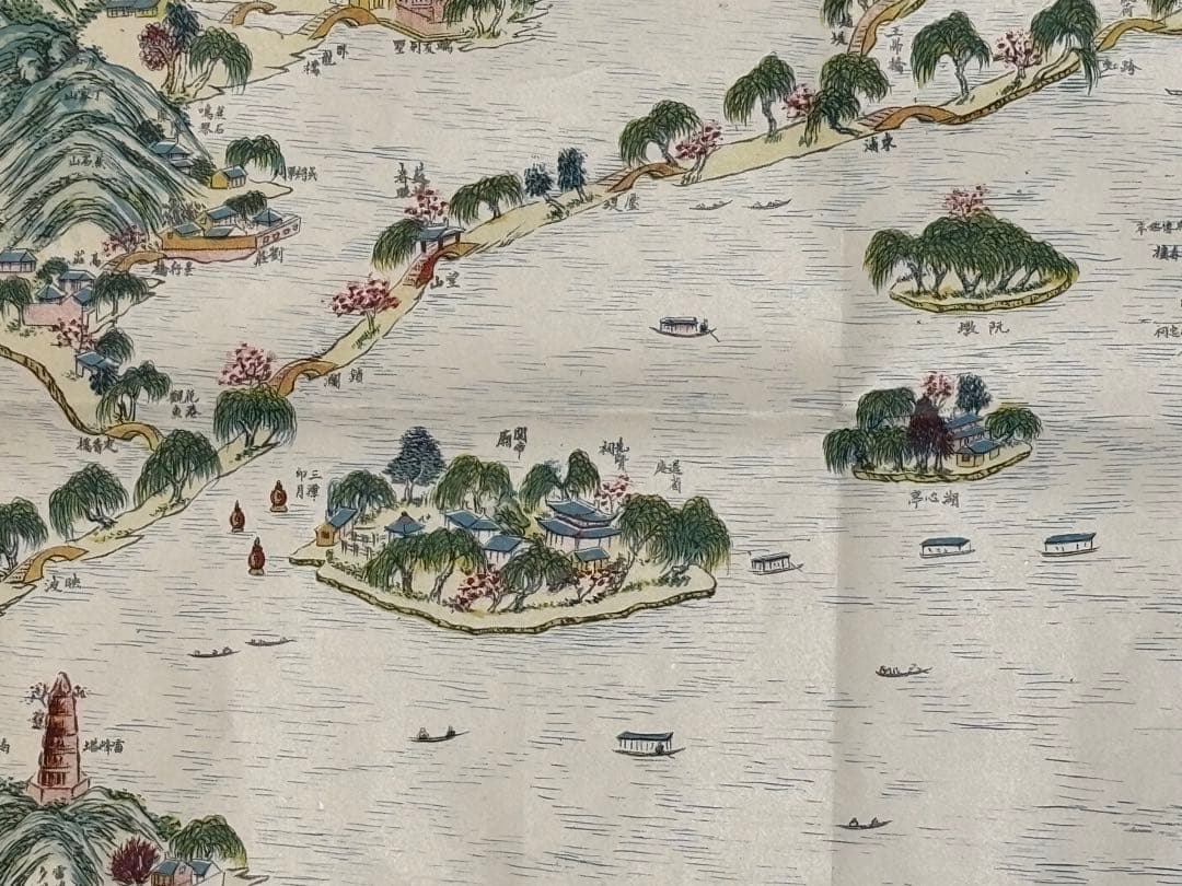 「西湖図」朱幻亭題 ○記書局印行 工芸印刷 1枚|古地図 中国画 唐本 中国書