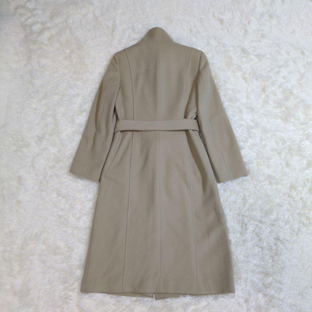 INDIVI　インディヴィ　ロングコート　ベルト　スタンドカラー　羊毛　カシミヤ