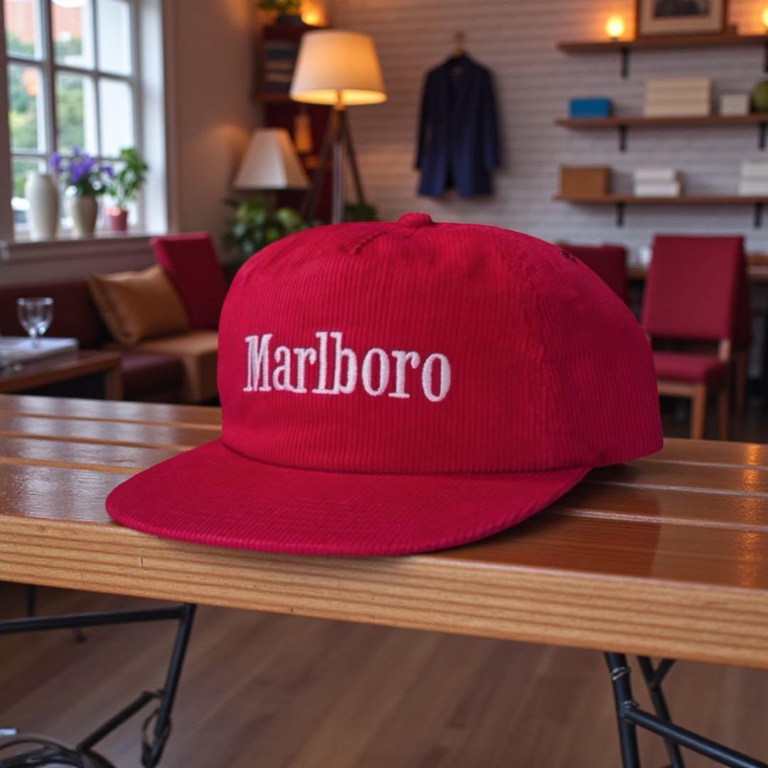 Marlboro マルボロ コーデュロイキャップCAP 刺繍ロゴ アイレット