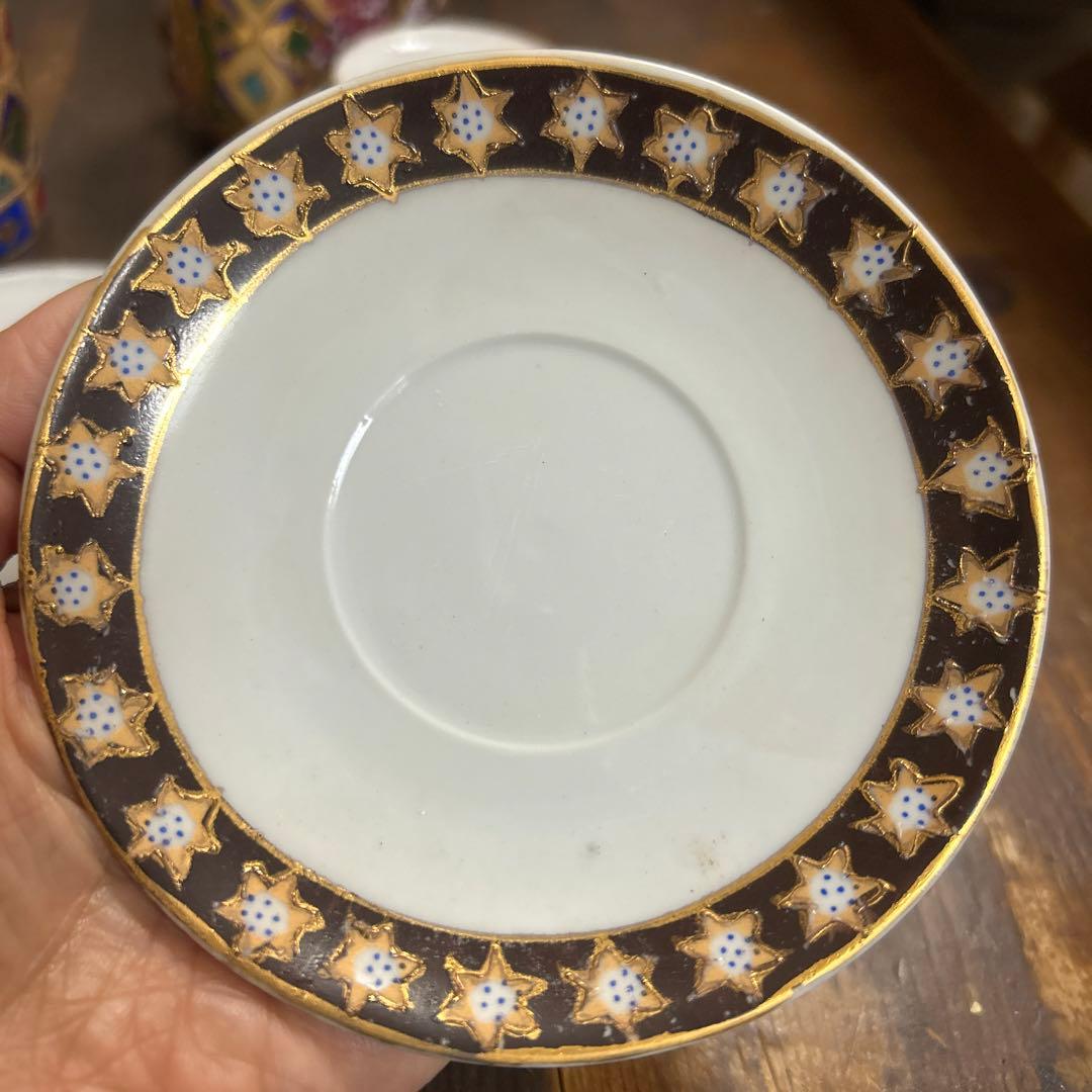日本画　ゲイシャ　金彩　骨董品　カップ＆ソーサー　蓋付容器　海外輸出　九谷　薩摩