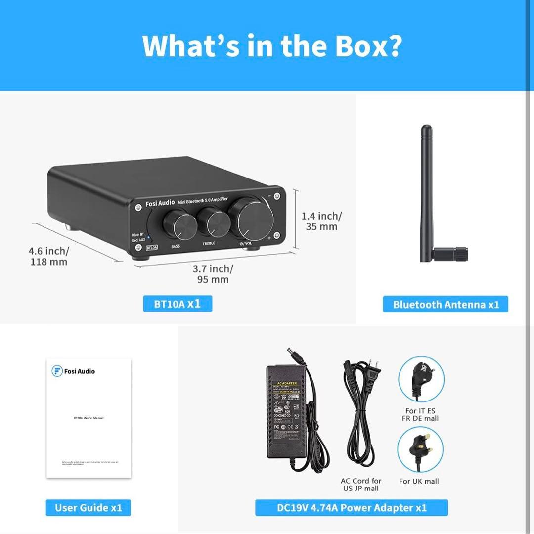 Fosi Audio BT10A Bluetooth パワーアンプ ステレオ