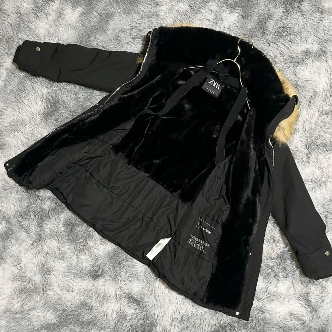 美品❗️極暖ファー付き❗️【ZARA】ウィンターパーカー モッズコート 中綿