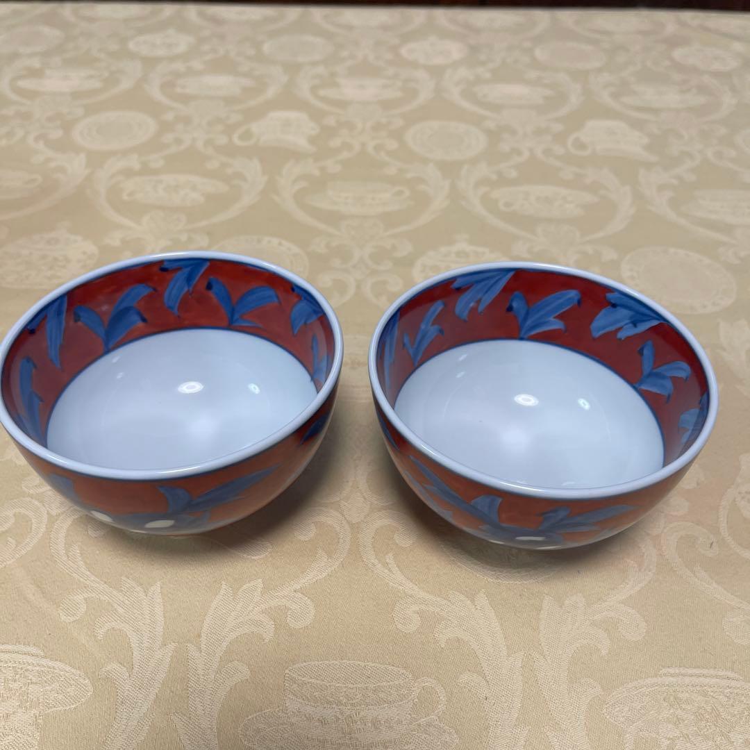 源右衛門作 赤濃牡丹飯茶碗　① 未使用品