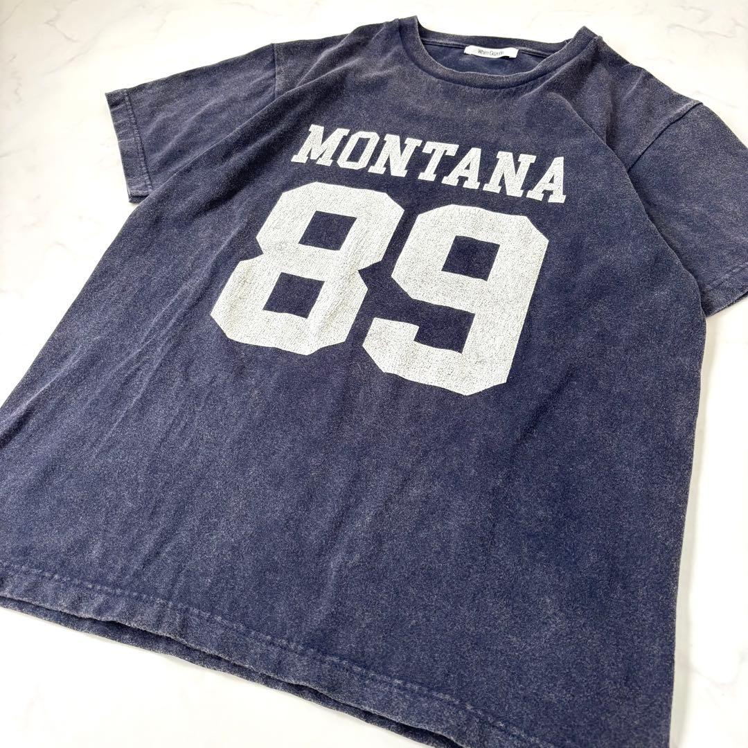 【雑誌記載】ウィムガゼット ナンバリングTシャツ ヴィンテージ加工 ネイビー