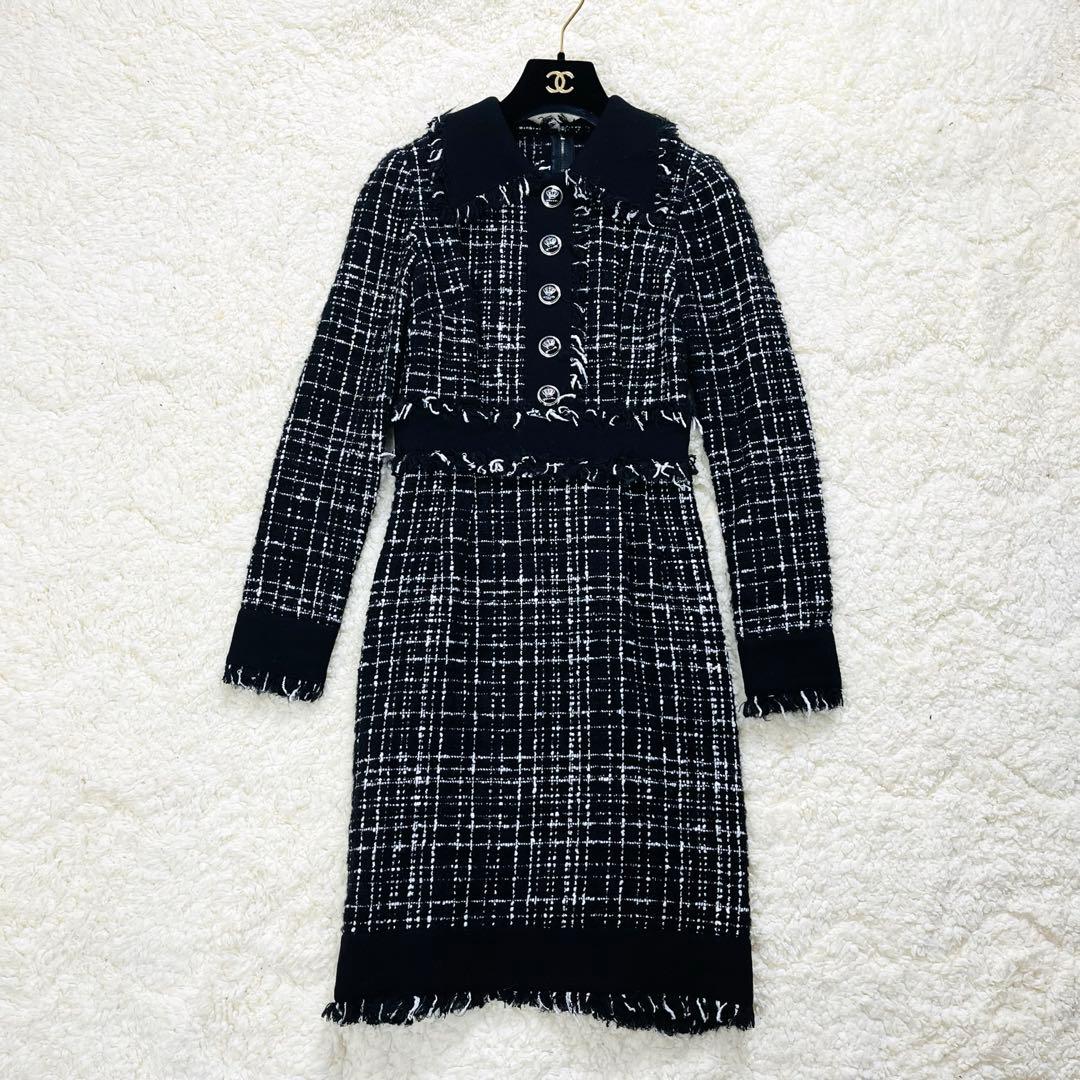 DOLCE&GABBANA ドルガバ ツイード ワンピース クラウン ボタン S