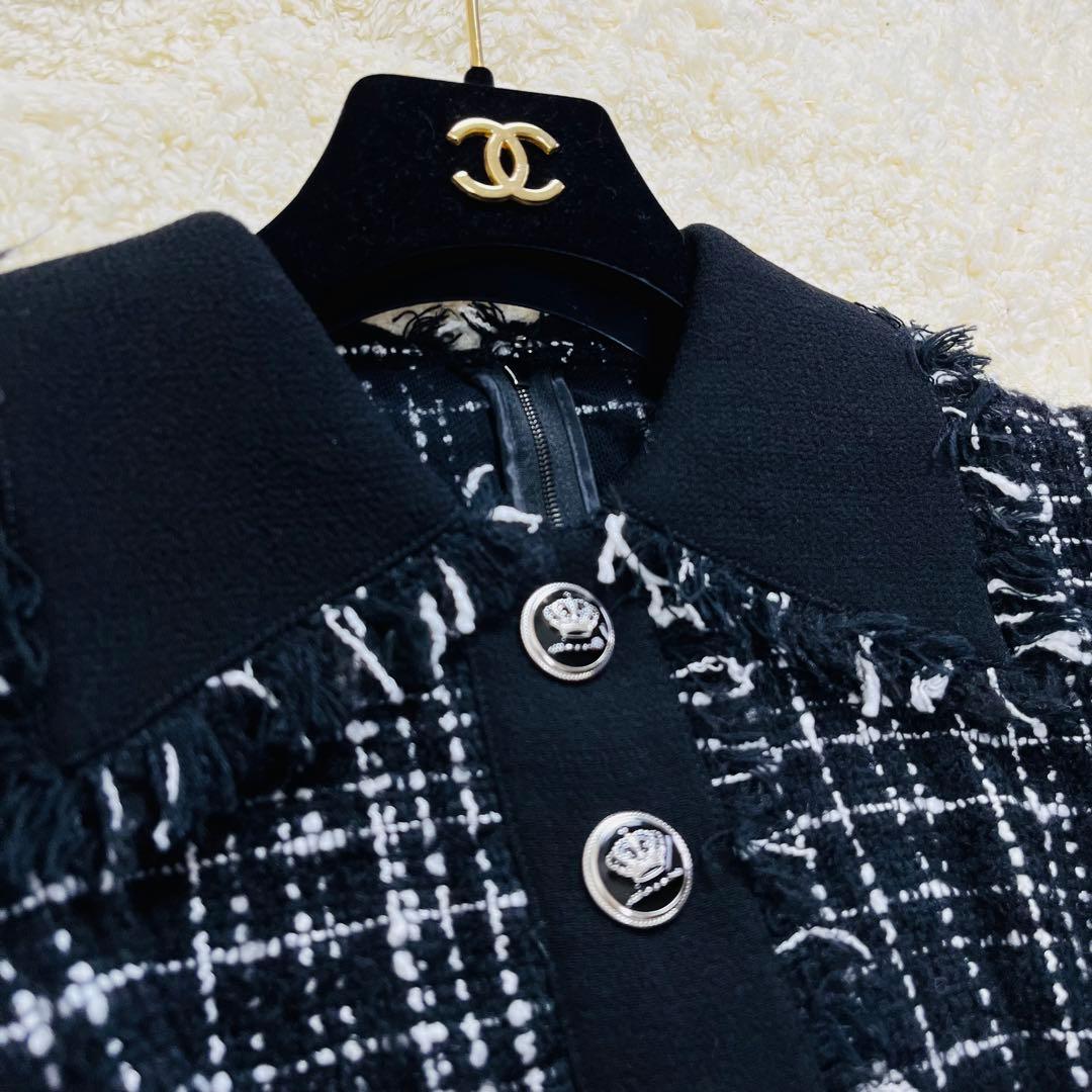 DOLCE&GABBANA ドルガバ ツイード ワンピース クラウン ボタン S