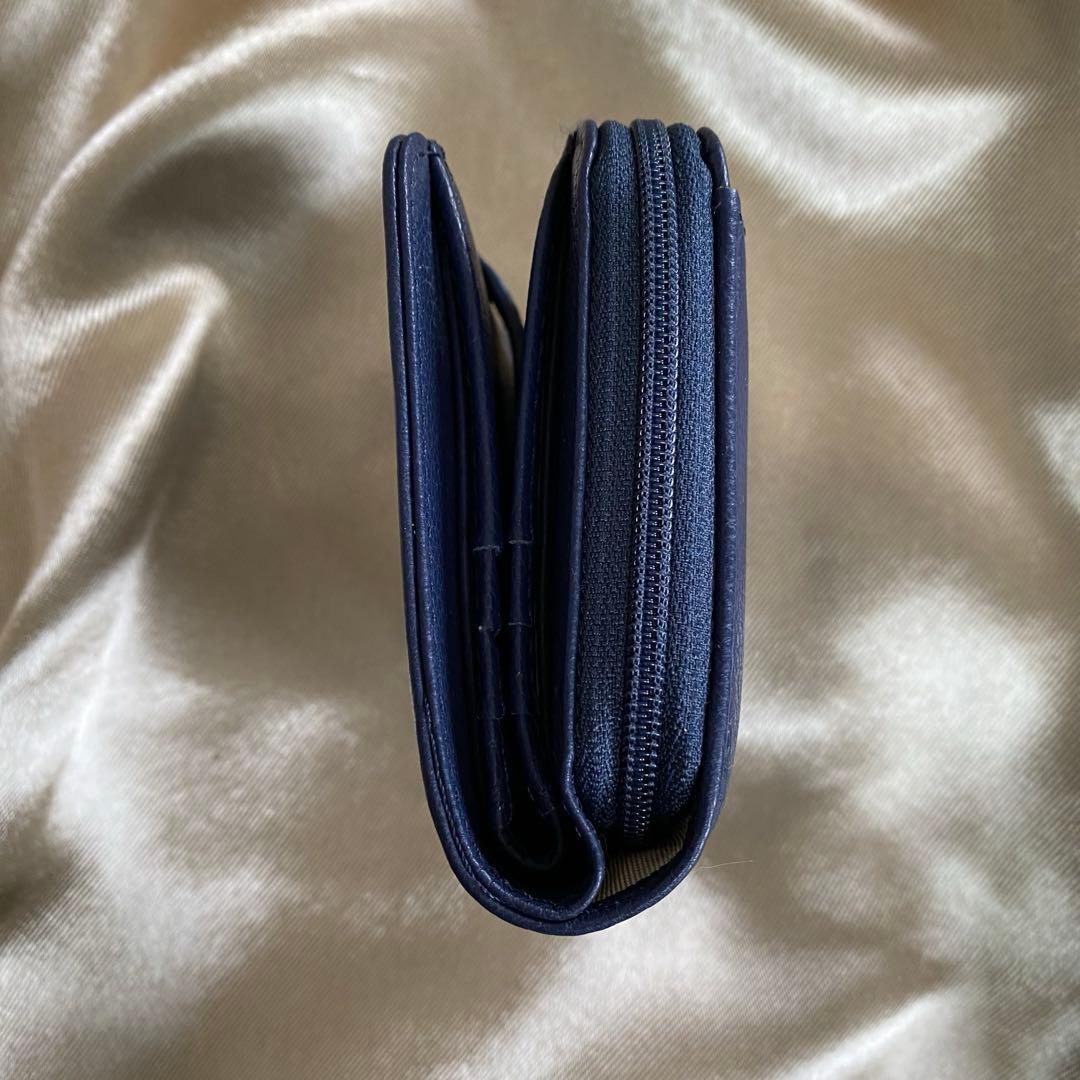 新品未使用　Kitamura K2　レザー　二つ折り財布　ネイビー　金　ロゴ