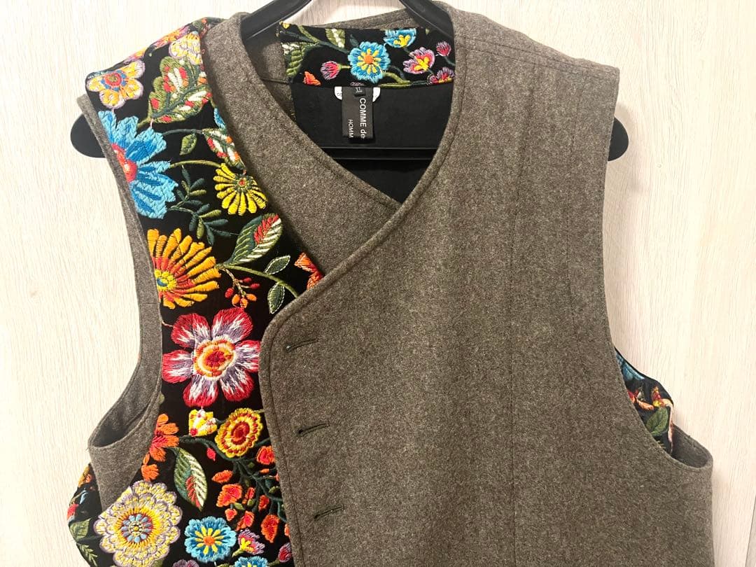 25AW コムデギャルソン オムプリュス 花柄刺繍巻きベストXL