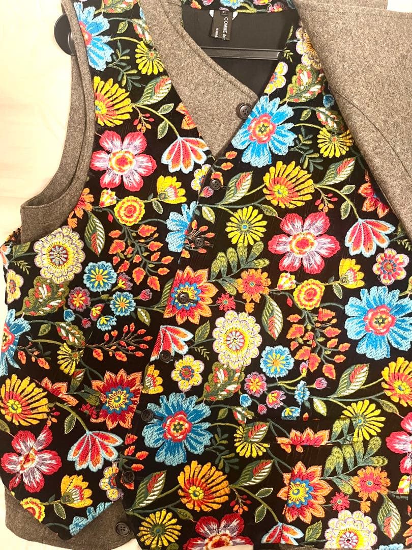 25AW コムデギャルソン オムプリュス 花柄刺繍巻きベストXL