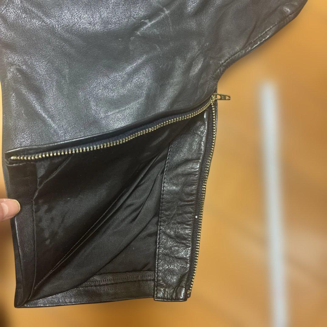 黒 レザー ワイドシルエットパンツ　ニッカポッカ烏天狗　OKANO 中古