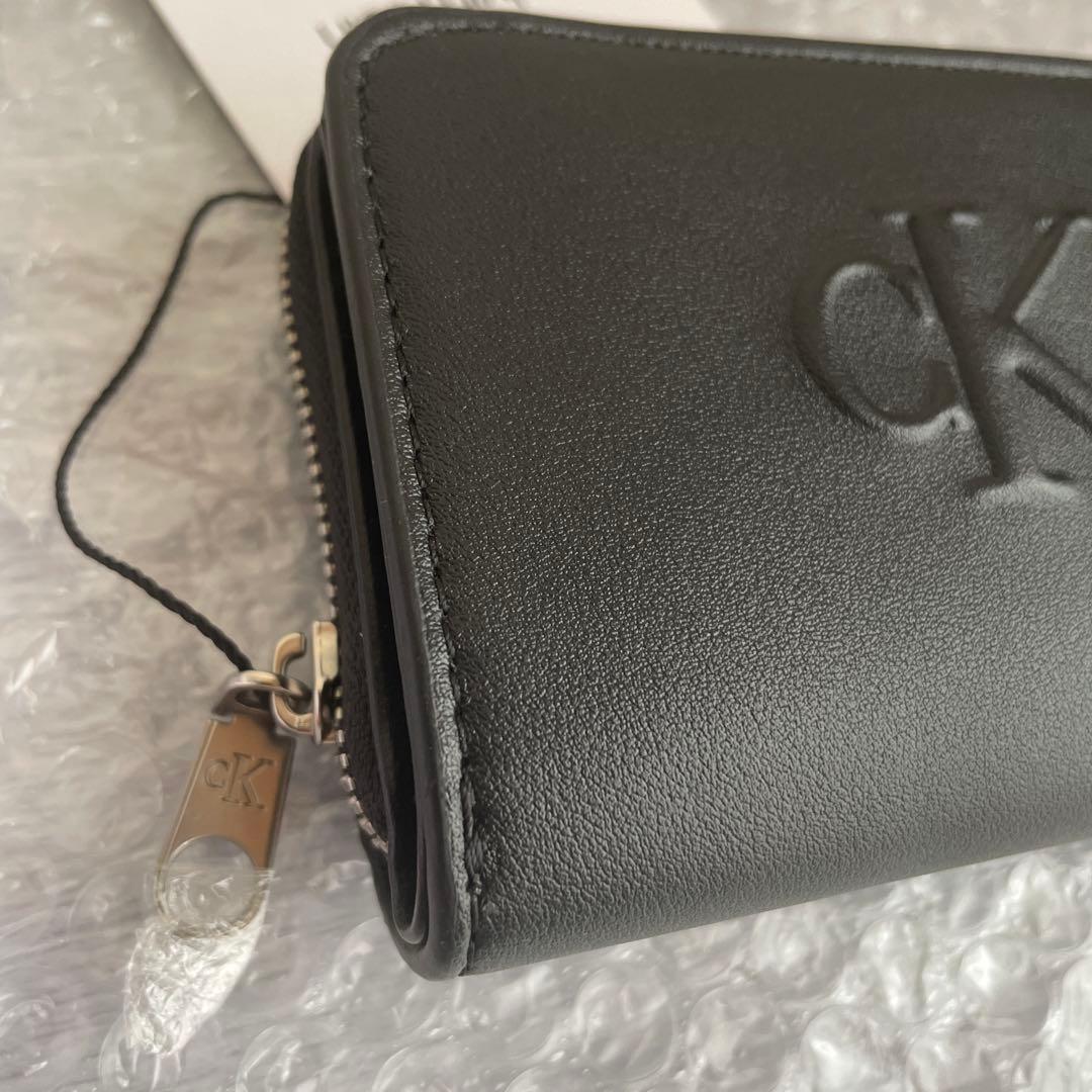 新品 カルバンクライン ふたつ折り 財布 黒 ck メンズ　正規店購入　ロゴ