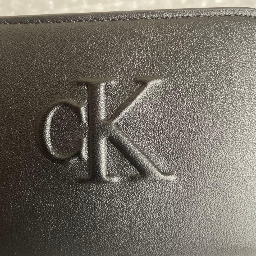 新品 カルバンクライン ふたつ折り 財布 黒 ck メンズ　正規店購入　ロゴ