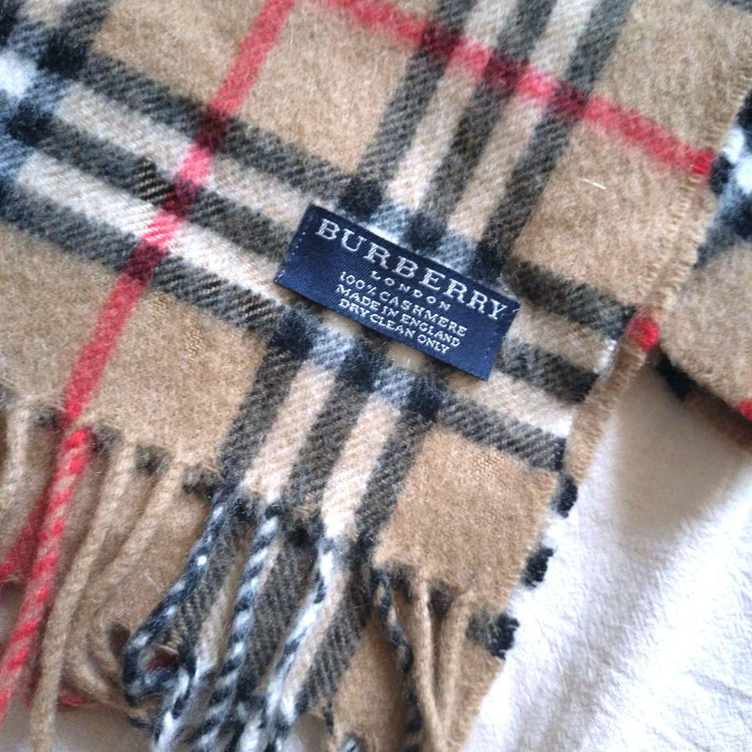 【BURBERRY LONDON】 ノバチェック柄カシミヤ100％マフラー