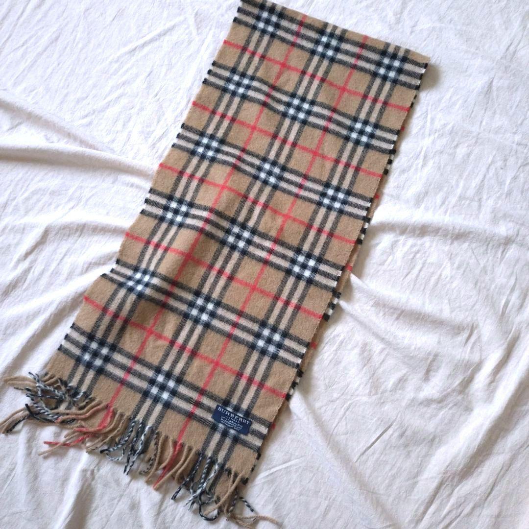 【BURBERRY LONDON】 ノバチェック柄カシミヤ100％マフラー