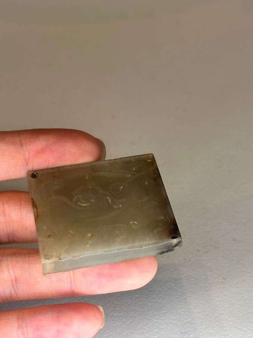 中国古玉品　玉佩 四隅穿孔　佩饰 吊下げ可 古美術品