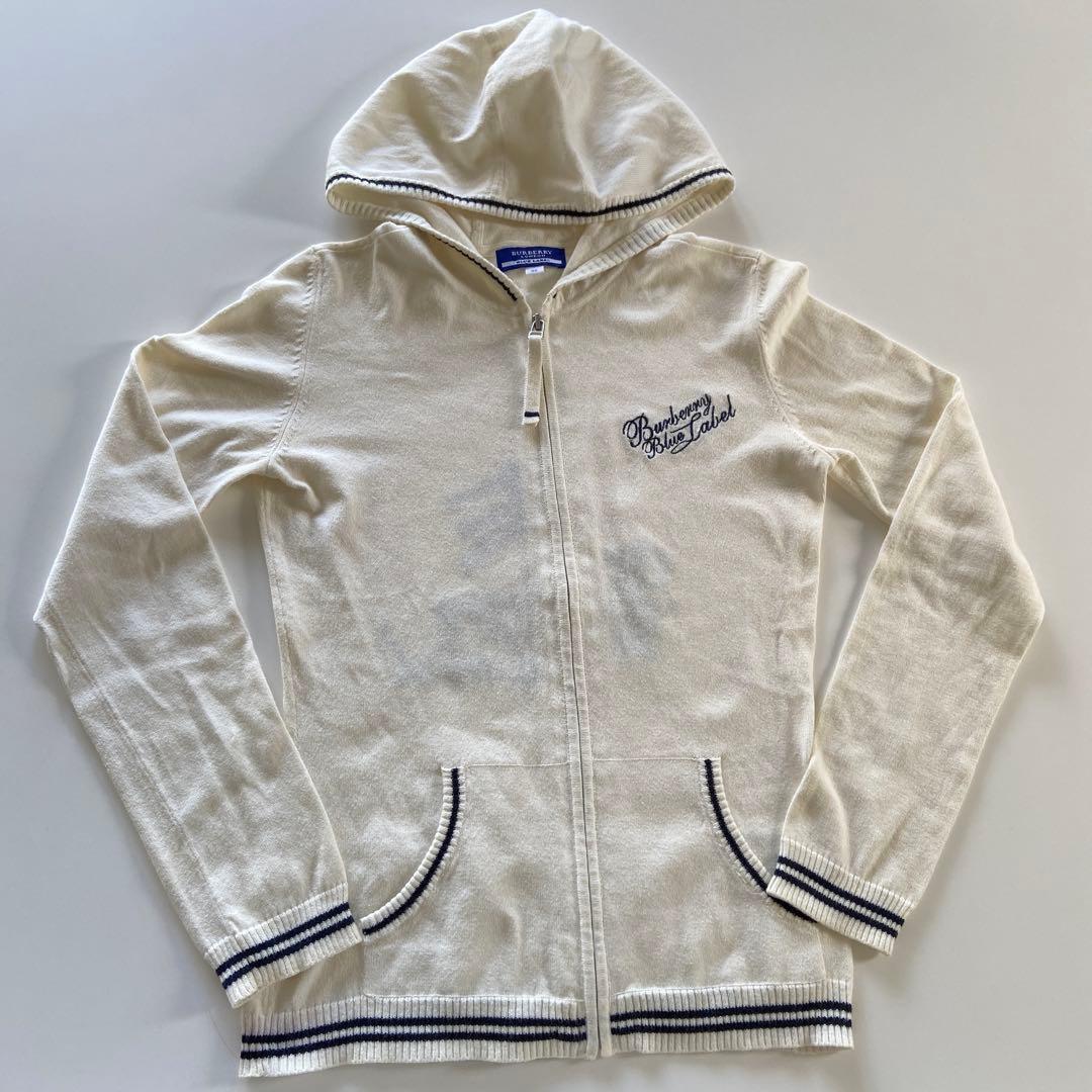 ストレッチ【BURBERRY バーバリーブルーレーベル】ニットパーカー デカロゴ