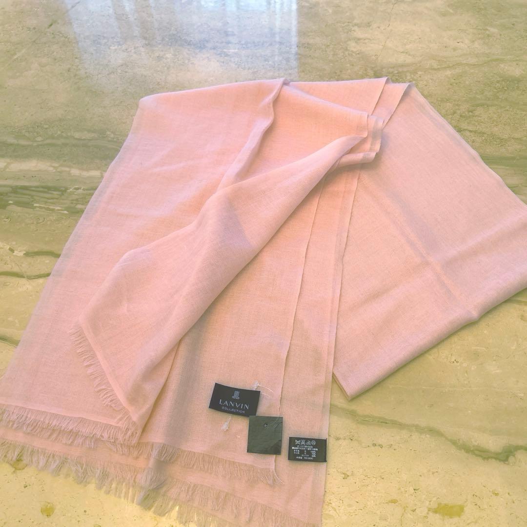 ランバンLANVINカシミア　春のストール桜色　薄ピンク・新品