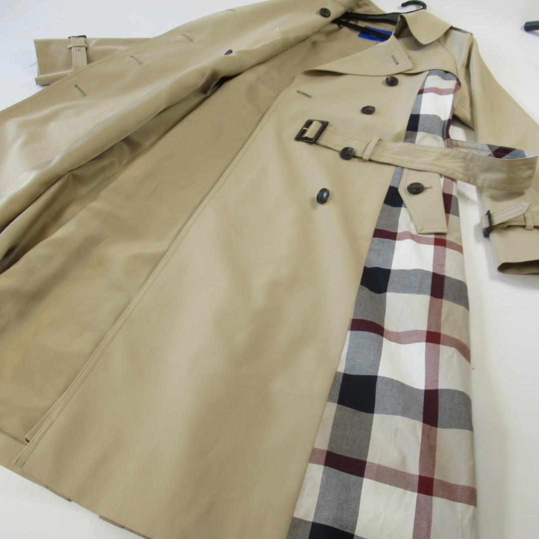 ブルーレーベルクレストブリッジ新品 パーシャルチェックトレンチコート 38
