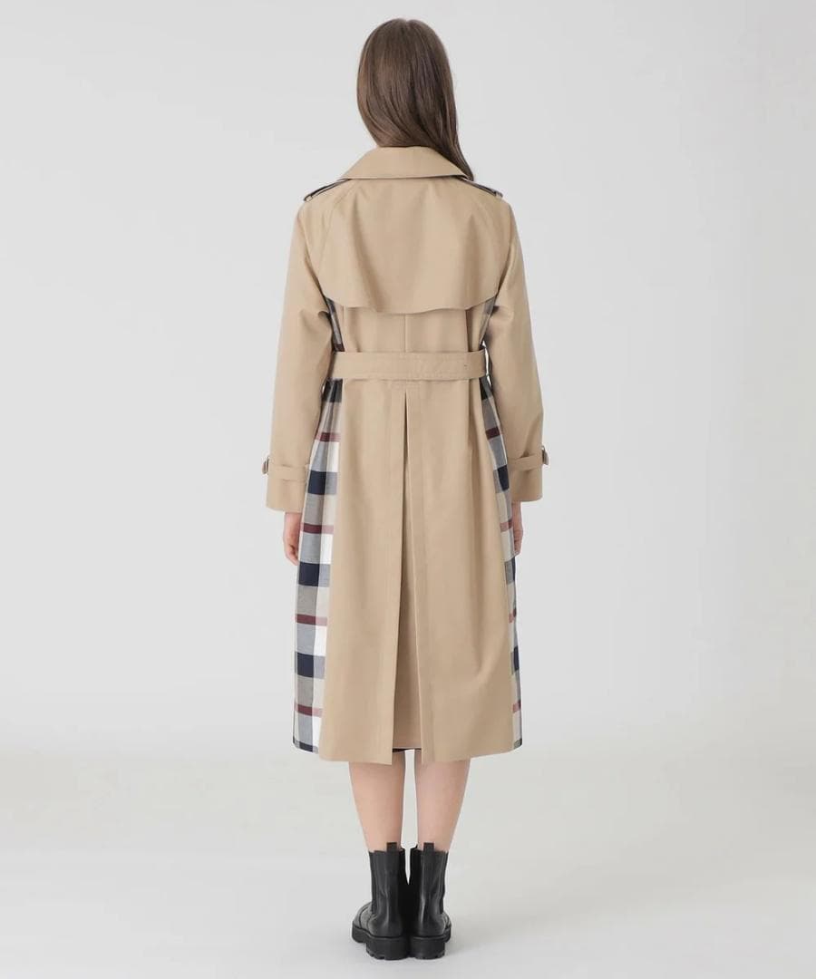ブルーレーベルクレストブリッジ新品 パーシャルチェックトレンチコート 38