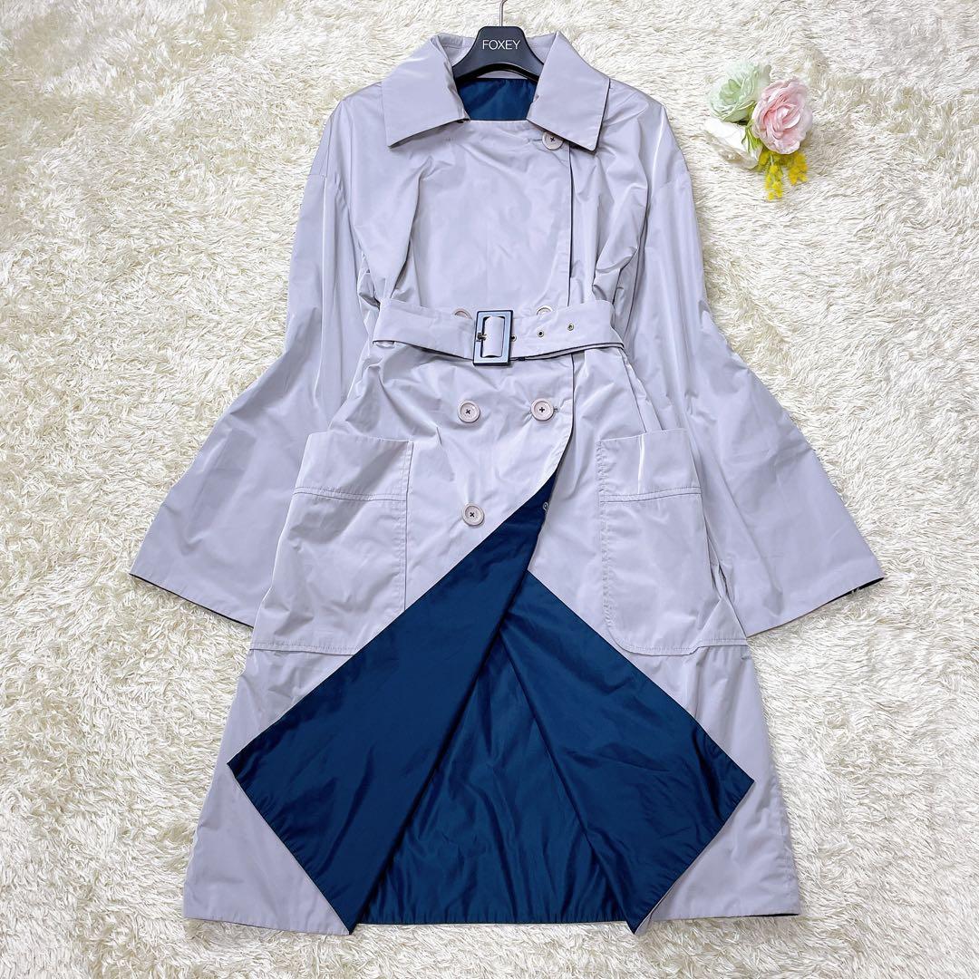 美品✨ ヘルノ トレンチコート リバーシブル Aライン 2XL ネイビー