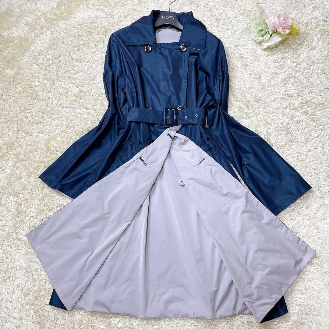 美品✨ ヘルノ トレンチコート リバーシブル Aライン 2XL ネイビー