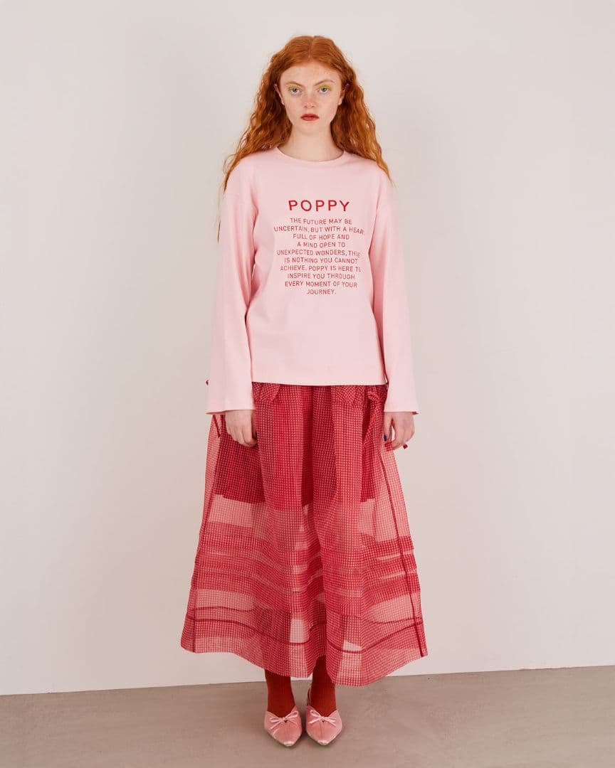 t*o様 ギンガムオーガンザフレアロングスカートpoppy ポッピー あさぎーに