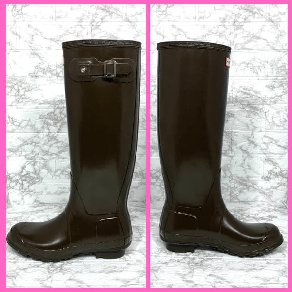 TT✨美品✨ハンター ロングレインブーツ　長靴　ダークブラウン　UK6