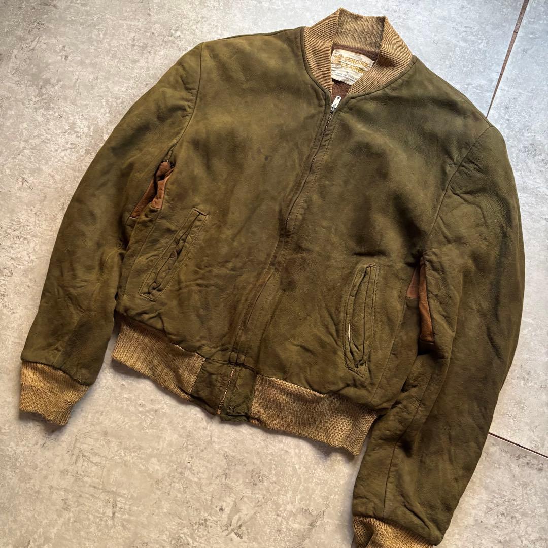 古着　50s スエード　ジャケット　ブルゾン　ヌバック　肩パッド