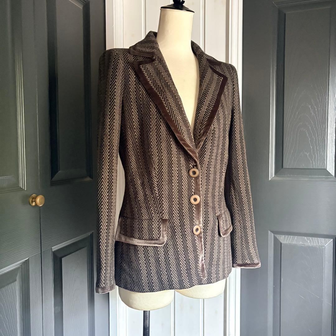 NO.7-180ARMANI COLLEZIONI 42異素材ベロア×ツイード