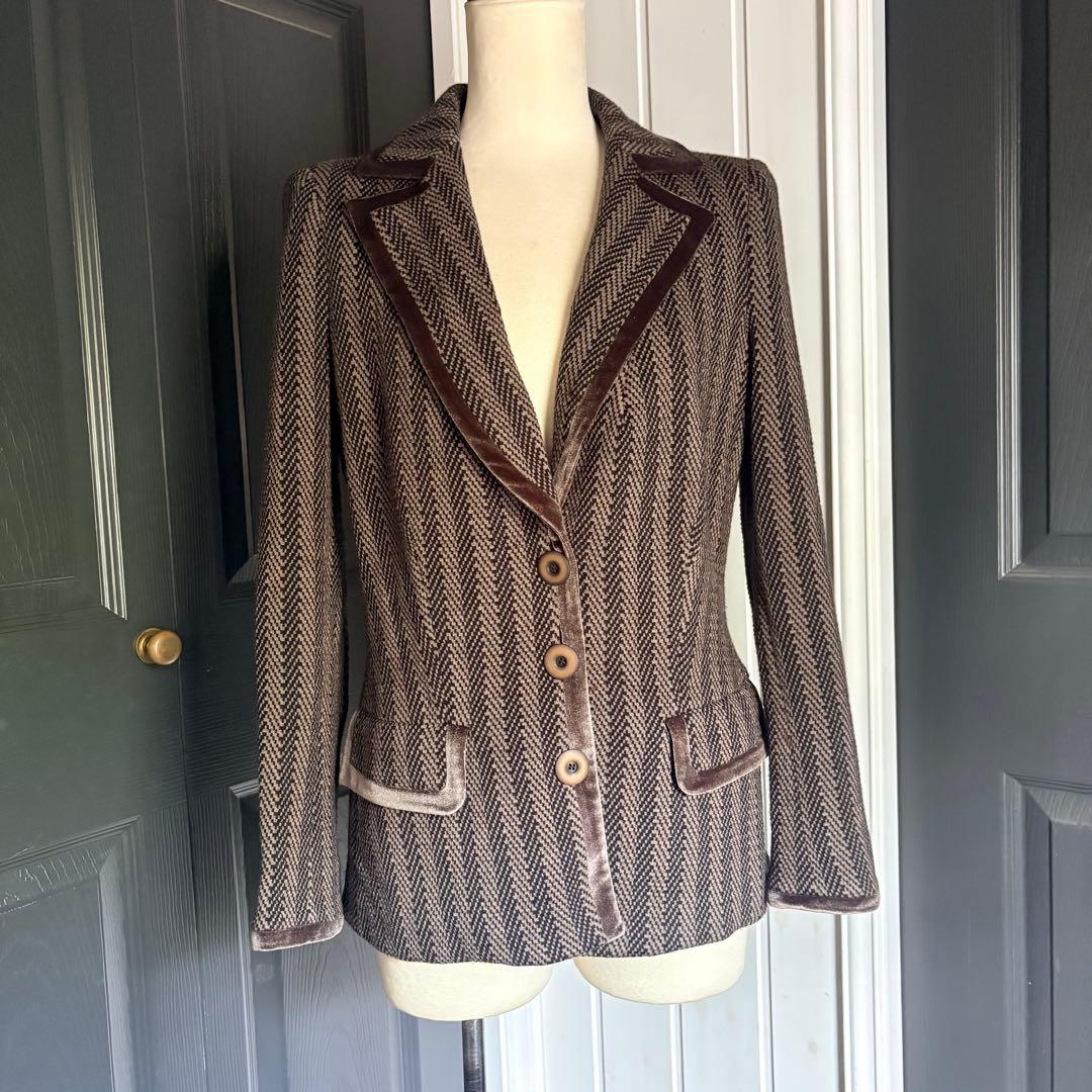 NO.7-180ARMANI COLLEZIONI 42異素材ベロア×ツイード