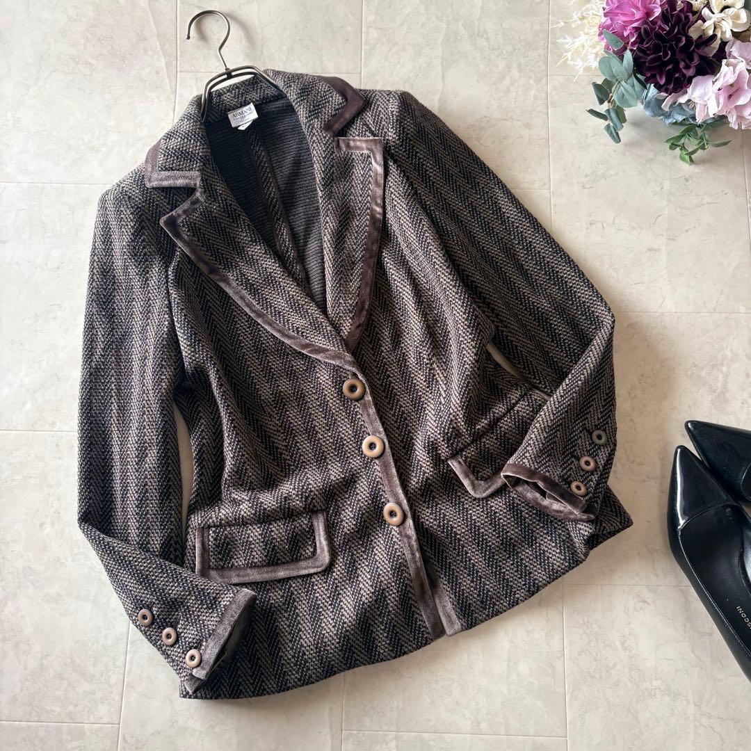 NO.7-180ARMANI COLLEZIONI 42異素材ベロア×ツイード