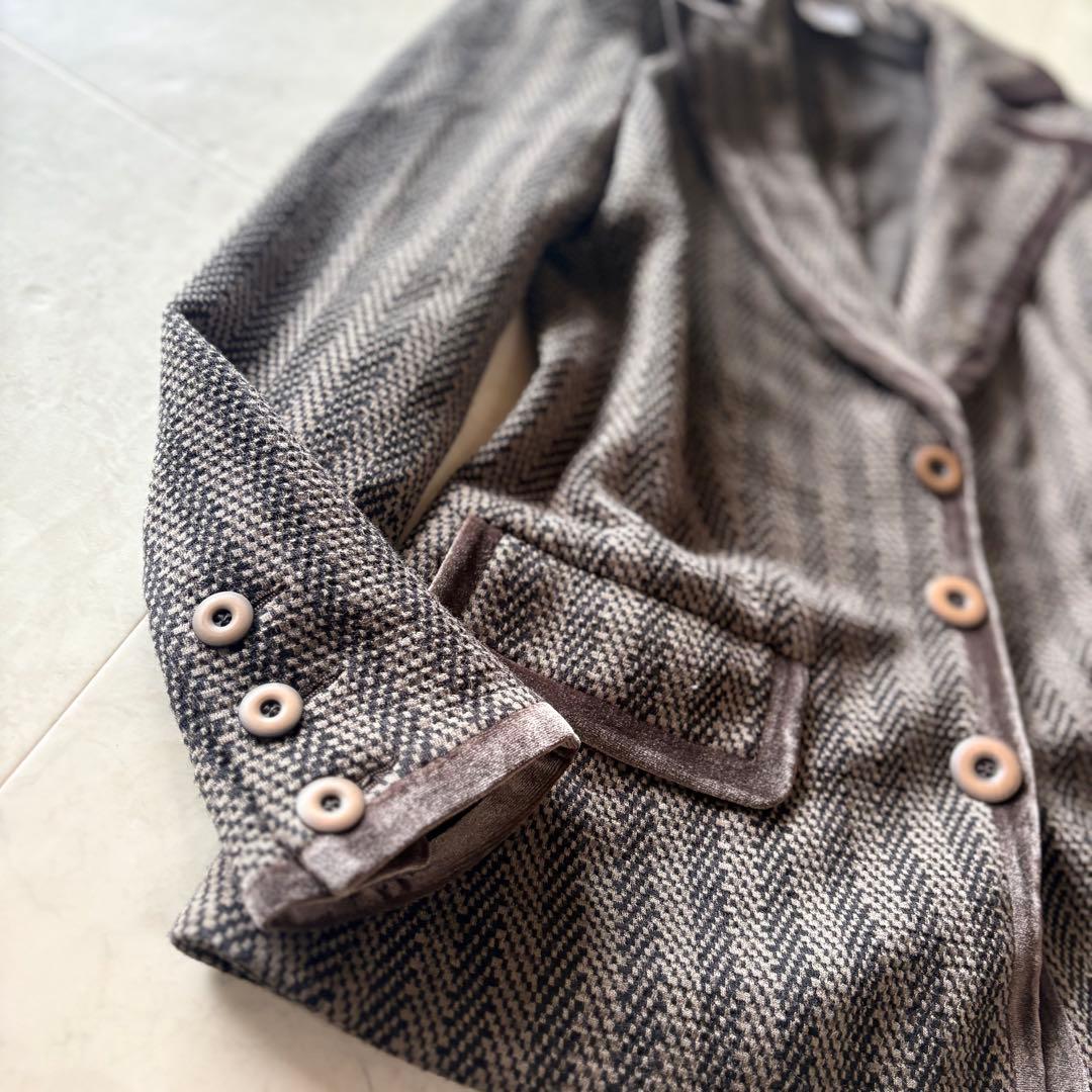 NO.7-180ARMANI COLLEZIONI 42異素材ベロア×ツイード
