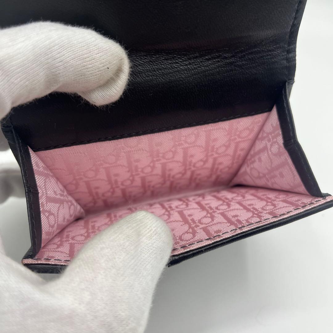【未使用】Dior 折り財布　レザー　カナージュ　トロッター　希少　ピンク