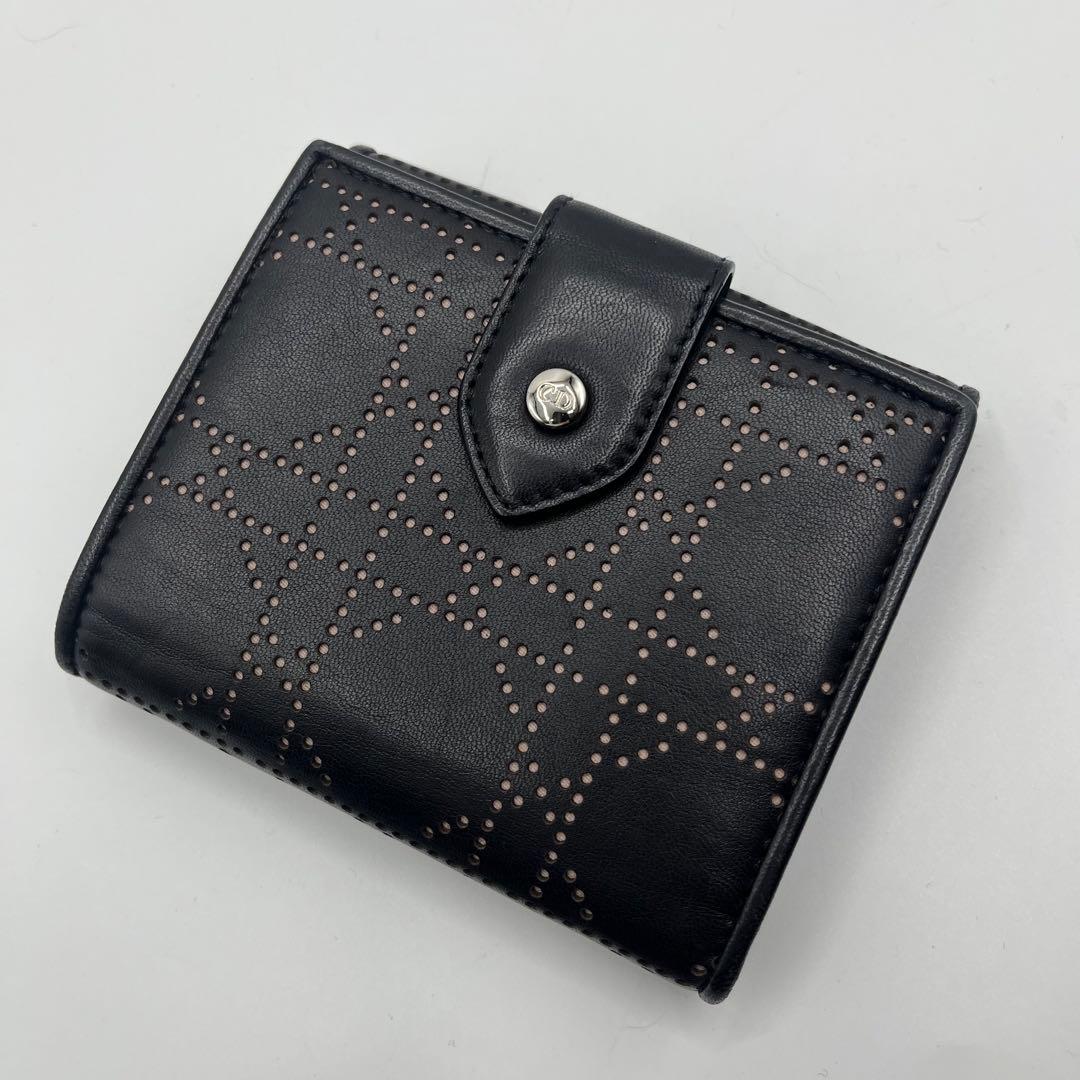 【未使用】Dior 折り財布　レザー　カナージュ　トロッター　希少　ピンク