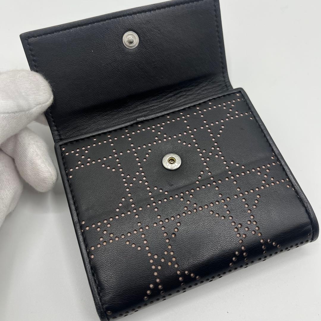 【未使用】Dior 折り財布　レザー　カナージュ　トロッター　希少　ピンク