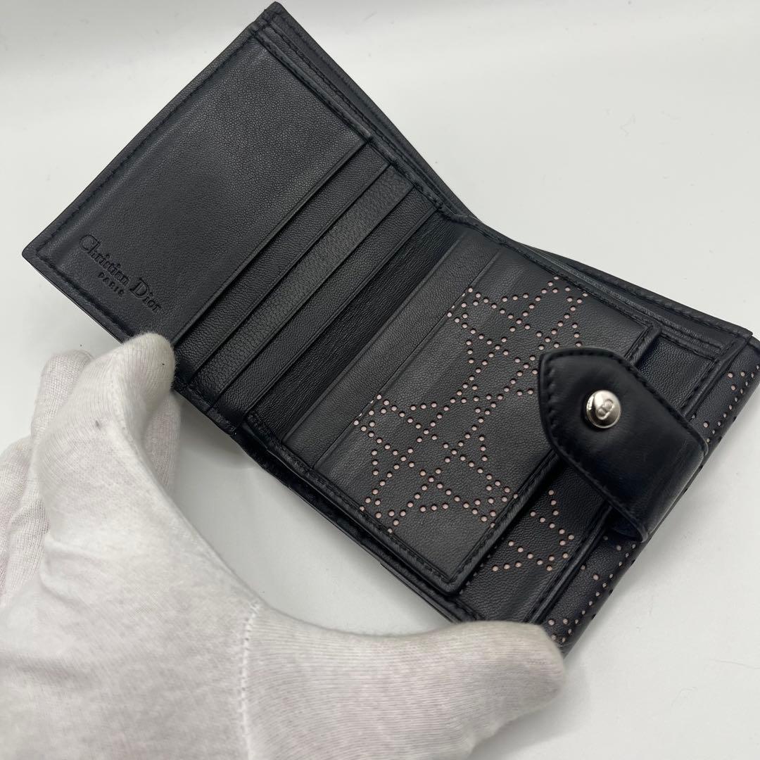 【未使用】Dior 折り財布　レザー　カナージュ　トロッター　希少　ピンク