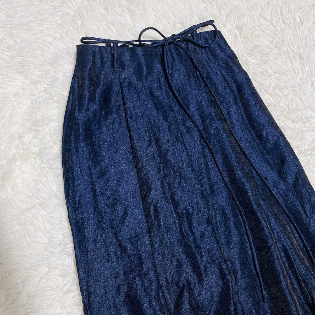 極美品♡ Aimeine セパレートリボンマーメイドサテンスカート　ネイビー　S