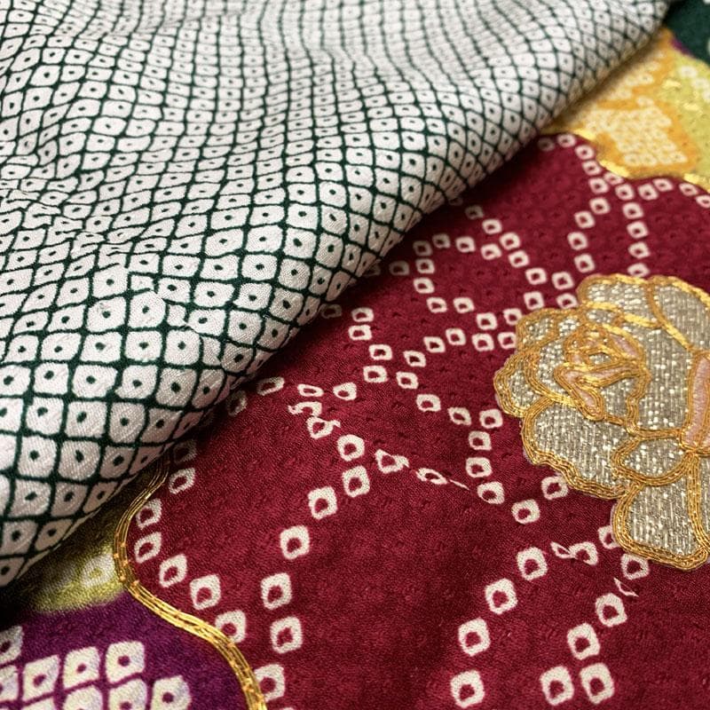 406z52☆振袖 総絞り風 身幅広め 金駒刺繍 金彩 成人式 結婚式☆美品