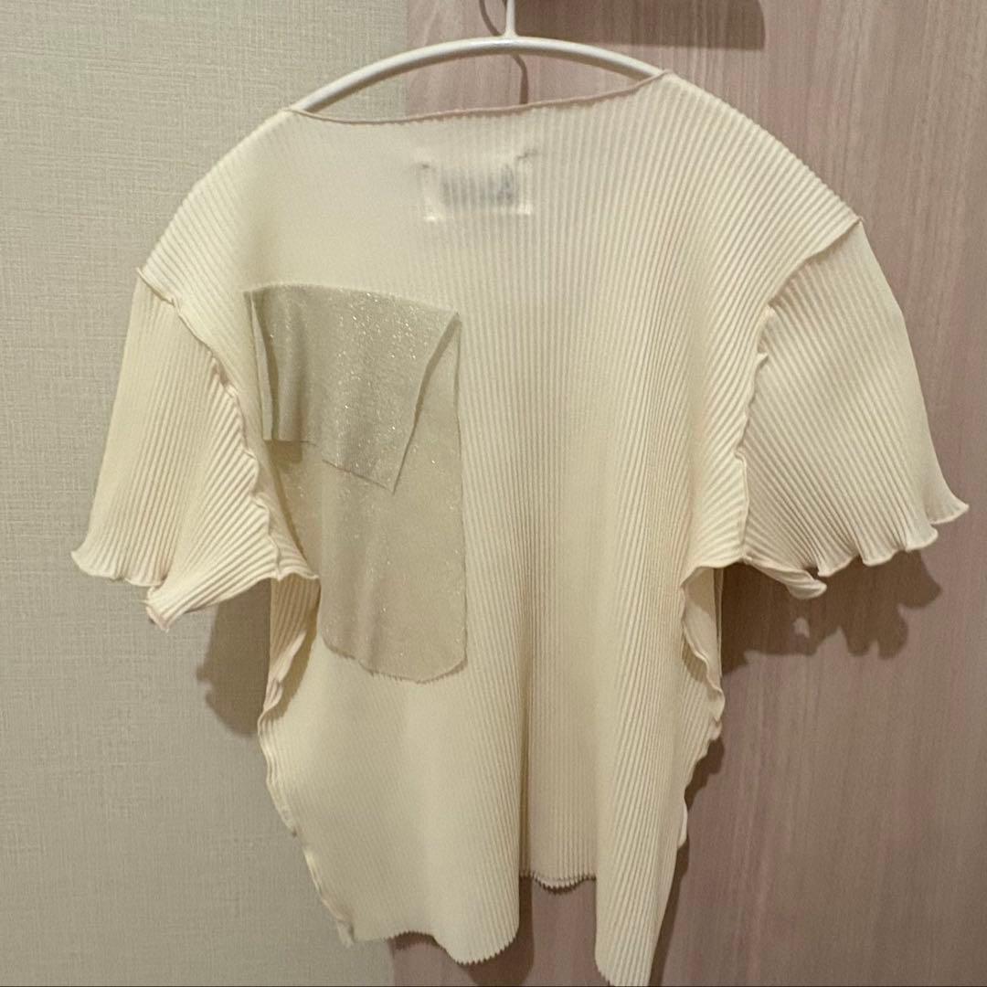 コトハヨコザワ グリッタークルーネックトップス
