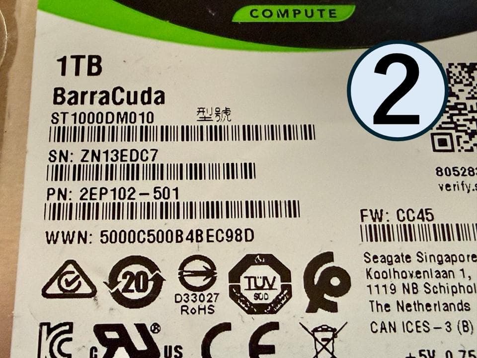 【正常判定】Seagate 内蔵型HDD 1TB ST1000DM010 ×２台