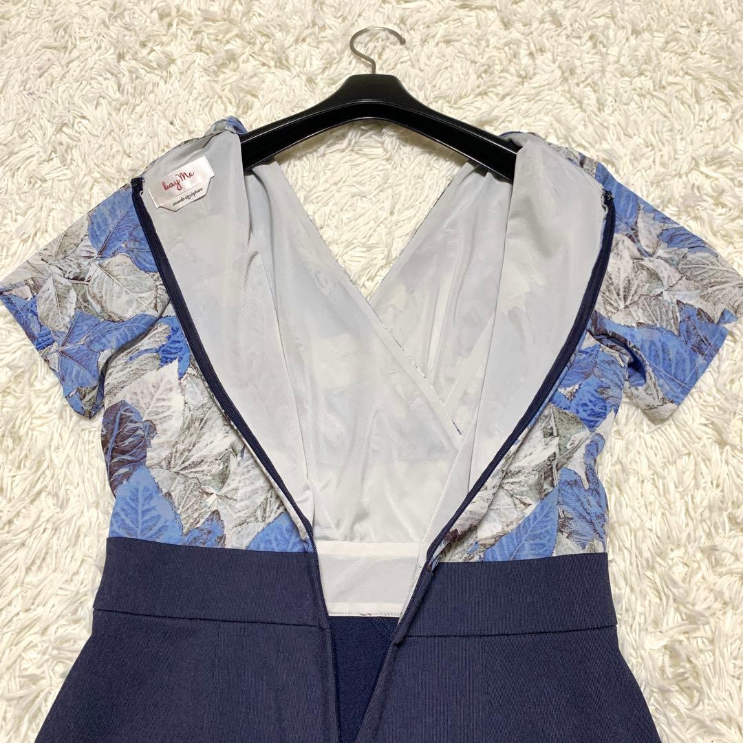 極美品✨ ケイミー kayme ブルーボタニカル プリントドッキング ワンピース