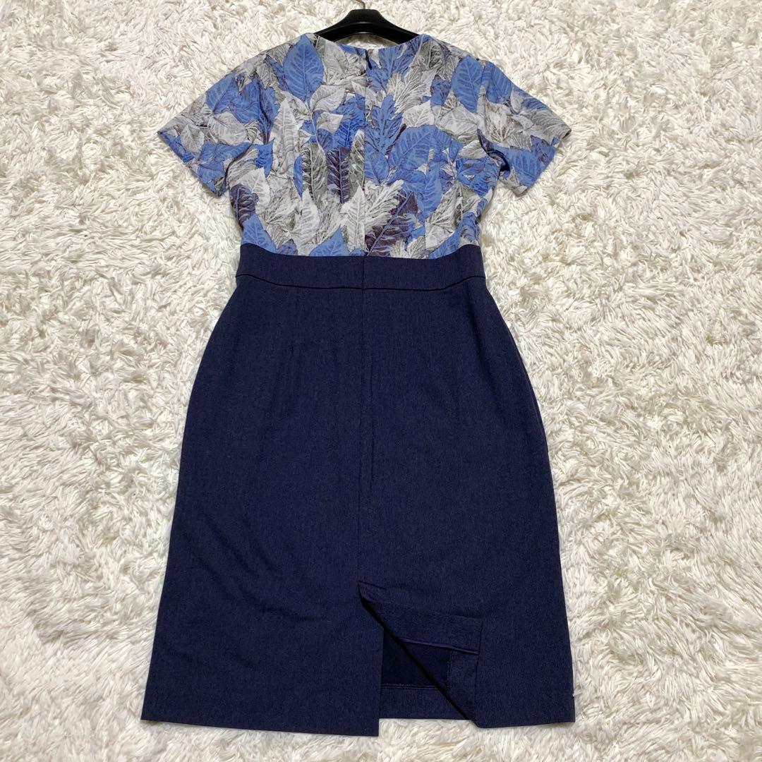極美品✨ ケイミー kayme ブルーボタニカル プリントドッキング ワンピース