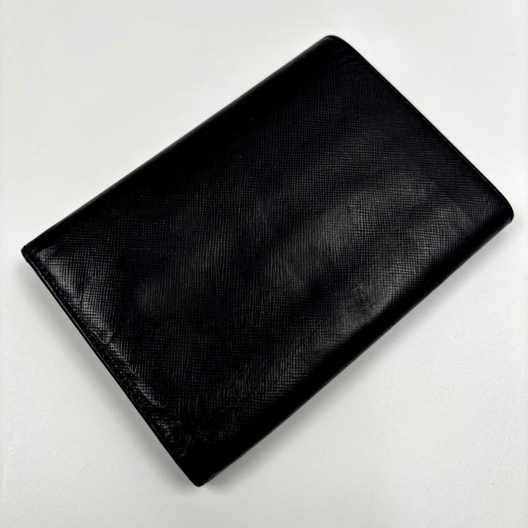 ✨希少✨　PRADA 三角ロゴ　三つ折り財布　ロゴ金具　男女兼用　折り財布　黒