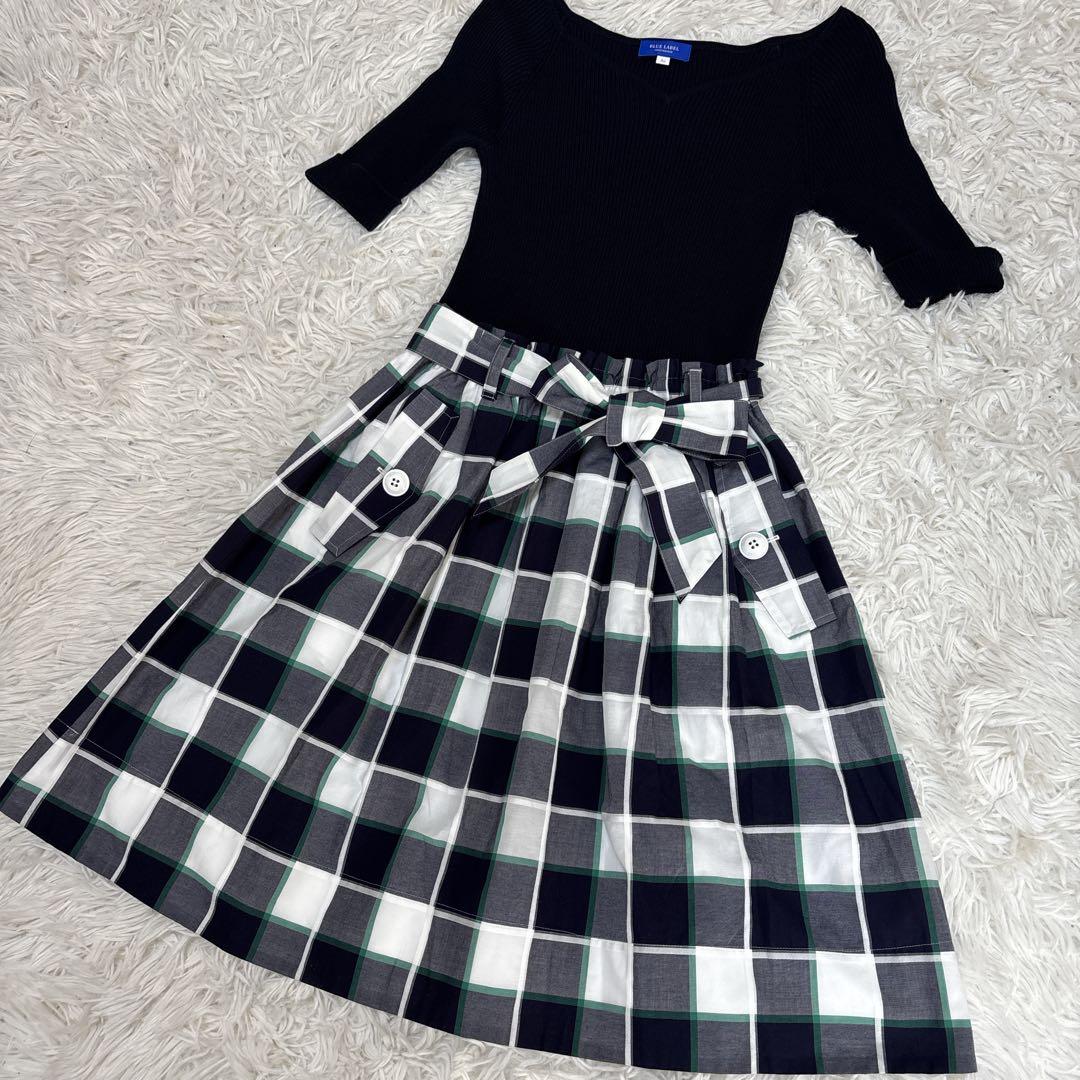 【人気】ブルーレーベルクレストブリッジ　ドッキングワンピース　ネイビー✖️グリーン