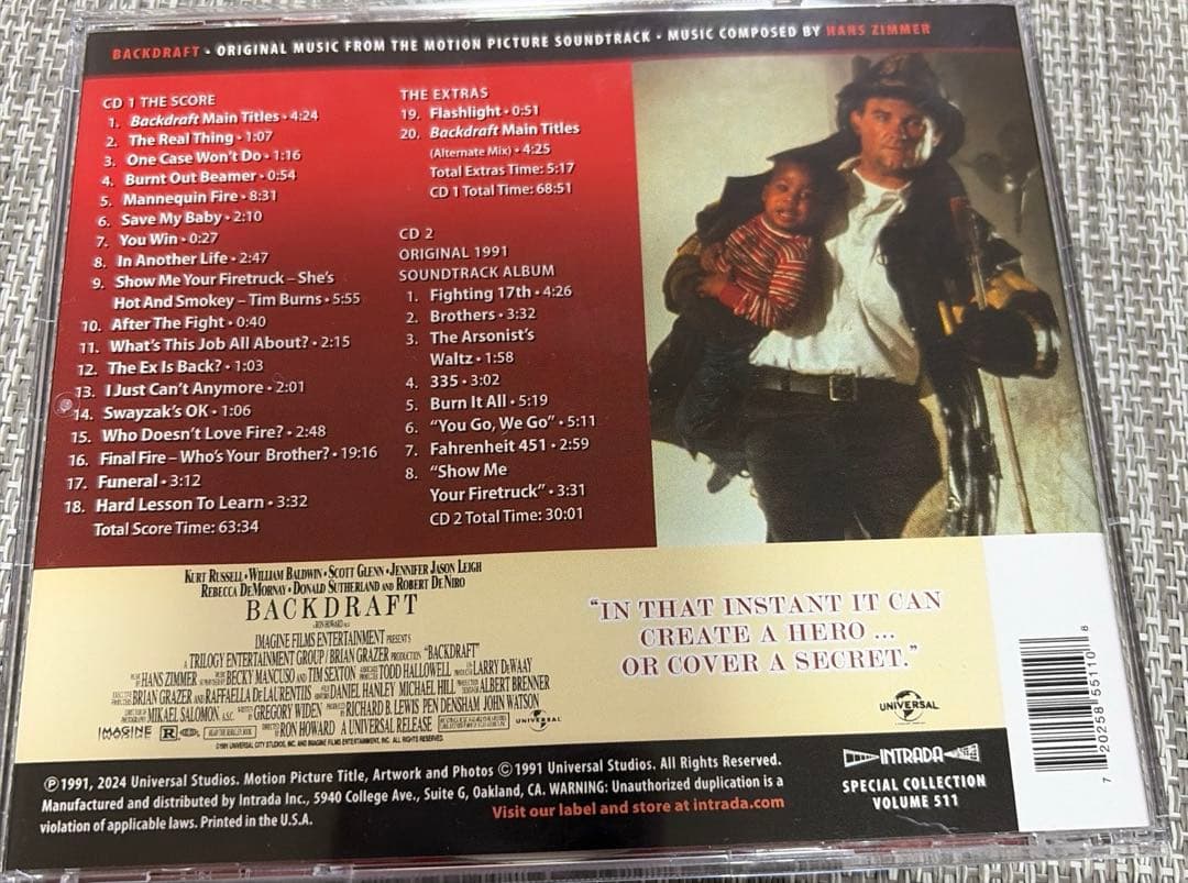 バックドラフト Backdraft サウンドトラック CD 完全版　2枚組