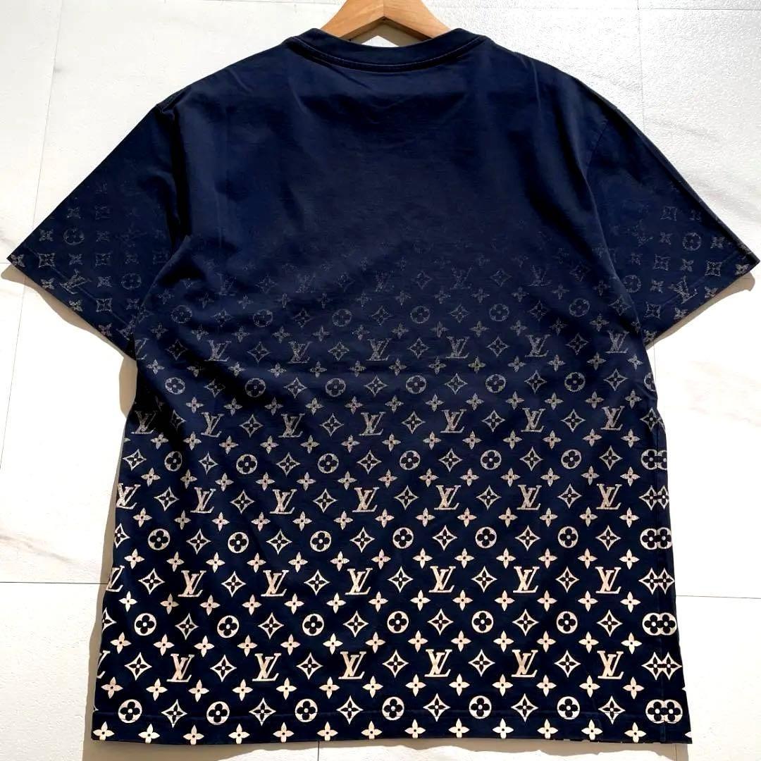 【Lサイズ】ルイヴィトン Tシャツ グラデーション加工 モノグラム ネイビー系