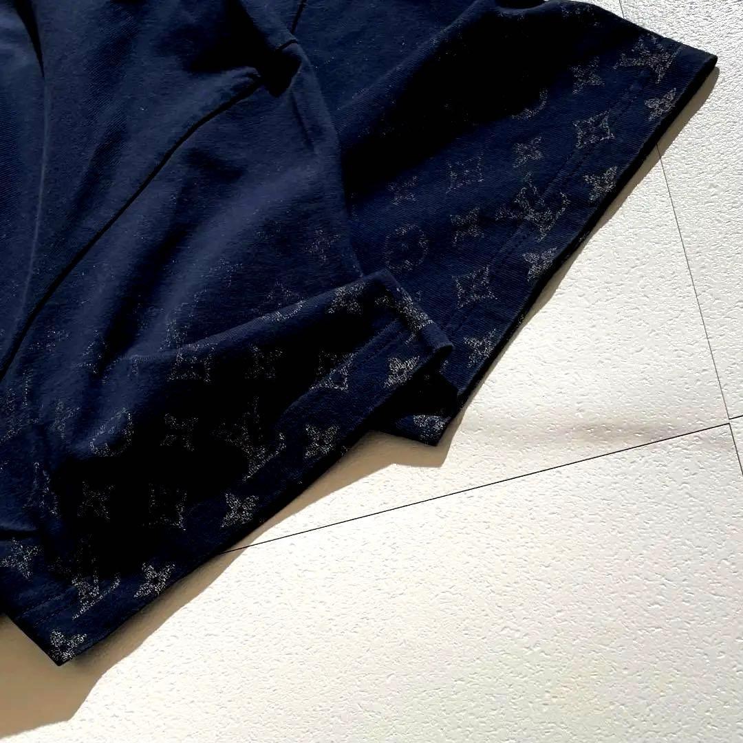 【Lサイズ】ルイヴィトン Tシャツ グラデーション加工 モノグラム ネイビー系
